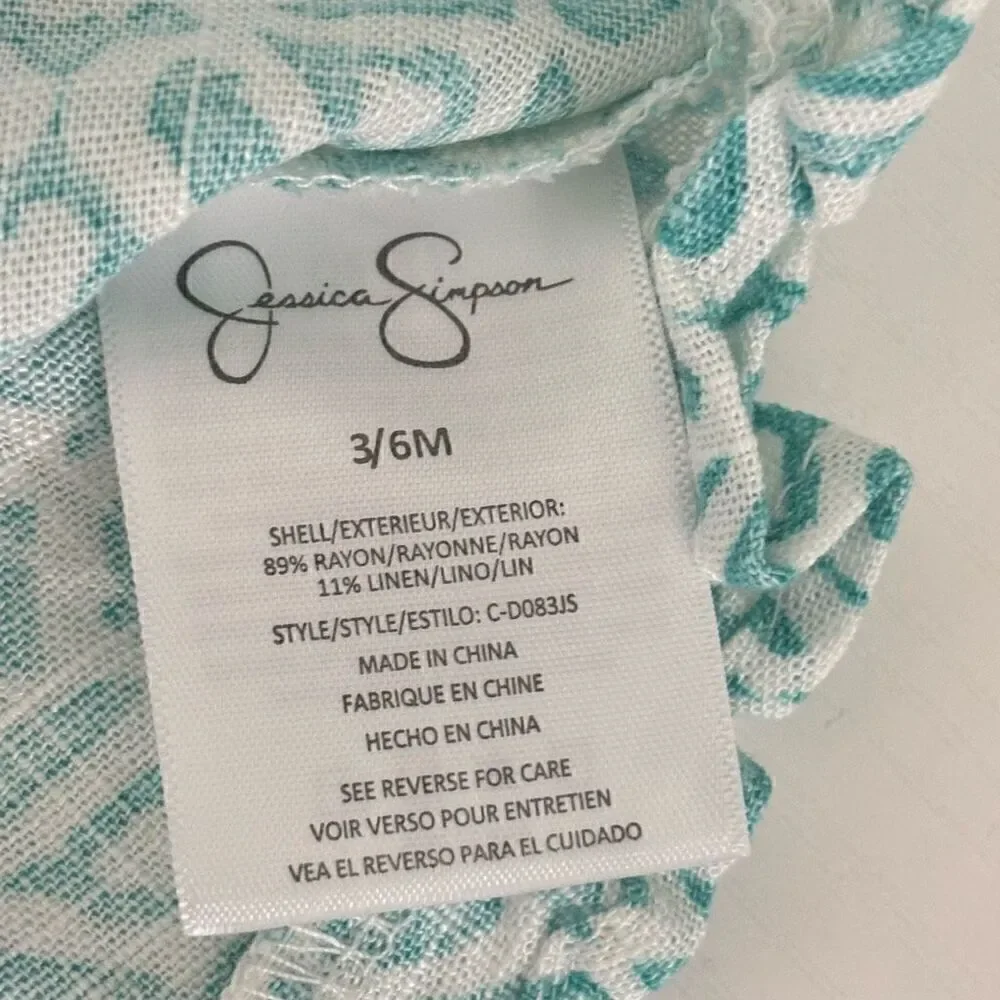 Jessica Simpson Baby Girls 2 Pc Summer Shorts aqua white Set size 3/6 months new